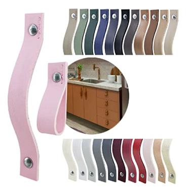 Imagem de Puxador Alça Full Parafuso para Móveis Armário Guarda Roupa Gaveta Porta Baús Caixas Bandeja Cesto Tábua Cor Textura de Couro (Rosa Intenso)