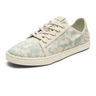 Imagem de OLUKAI Pehuea Li Tênis feminino sem cadarço, sapatos casuais para o dia a dia com salto e design de malha respirável, leve e confortável o dia todo, Branco/ondulado, 8.5