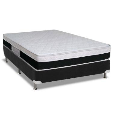 Imagem de  Cama Box Casal: Colchão Molas Ensacadas Luckspuma MasterPocket Roma + Base CRC Suede Black(138x188)