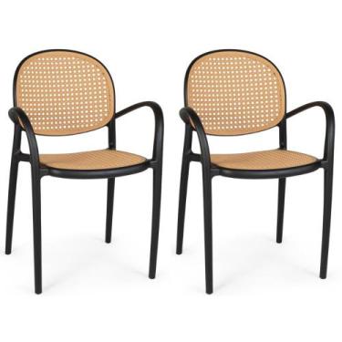 Imagem de Kit 2 Cadeiras De Jantar Roma Com Braço Para Sala E Cozinha - Preto -