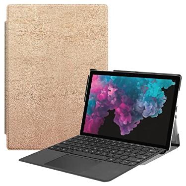 Imagem de ZZOUGYY Capa para tablet Microsoft Surface Pro 4/5/6/7 de 12,3 polegadas - suporte fólio ultrafino, couro PU leve, ouro rosa - uso diário, viagens