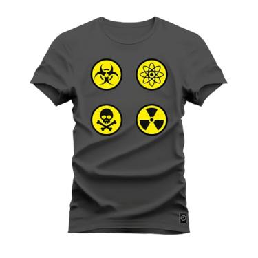 Imagem de Camiseta Shirt Premium 30.1 Algodão Estampada Perigo Grafite M