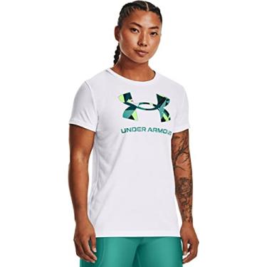 Imagem de Camiseta Under Armour Live Sportstyle Feminina Branca e Verde