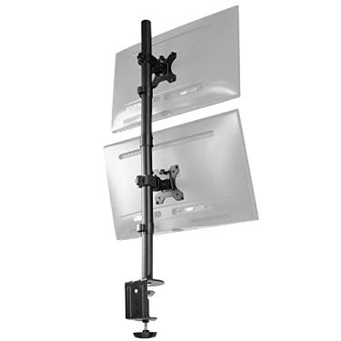 Imagem de VIVO Suporte de mesa de monitor duplo empilhado verticalmente, suporte ajustável extra alto para 2 Ultrawides de até 86 cm, capacidade de 10 kg, preto, STAND-V002T