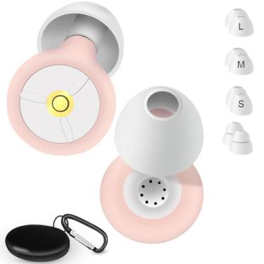 Imagem de Tampões de ouvido para redução de ruído para dormir, tampões de ouvido de silicone reutilizáveis – 8 pontas auriculares em P/M/G/tampões de ouvido de camada dupla com caixa pequena e gancho - redução