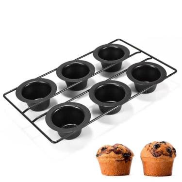 Imagem de CGGYYZ Assadeira antiaderente para 6 xícaras, forma grande para cupcake, formas de muffin para conjuntos de assar antiaderentes