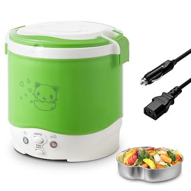 Imagem de OSBA Mini panela de arroz, panela de arroz de viagem 1L pequena 12V para carro, cozinhar para sopa mingau e arroz, cozinhar aquecimento e manter quente função (verde)