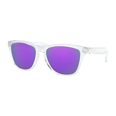 Imagem de Oakley Óculos de sol Frogskins polido transparente com lente violeta Prizm + adesivo, Transparente., One Size