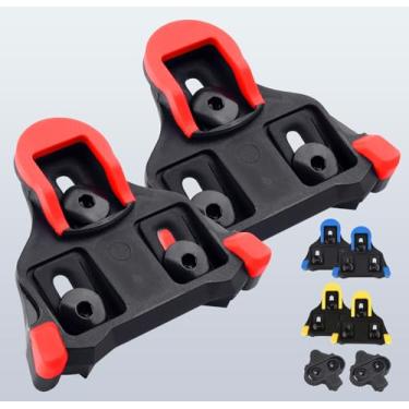 Imagem de NAACOO SPD Chuteiras de bicicleta de estrada para Shimano Speed-SL SM-SH10 SH11 SH12 - Grampos internos e externos de esqueleto Spin Pedais de ciclismo conjunto de grampos de bicicleta e suporte de bicicleta (vermelho - 0° flutuação)