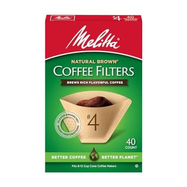 Imagem de Melitta 4 filtros de café em cone, marrom natural cru, 40 filtros totais – a embalagem pode variar