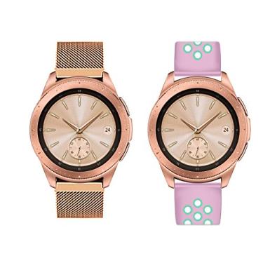 Imagem de Pulseira extra para Samsung Galaxy Watch 42mm /Active and Gear S2 (Rose Gold/Rosa com verde)
