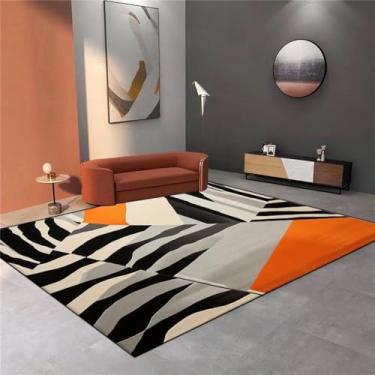 Imagem de Tapetes de decoração para casa para sala de estar, sofá geométrico laranja, mesas de centro, tapetes antiderrapantes para quarto, fiapos, grátis 6,180 x 280 cm, 71 x 110 pol.