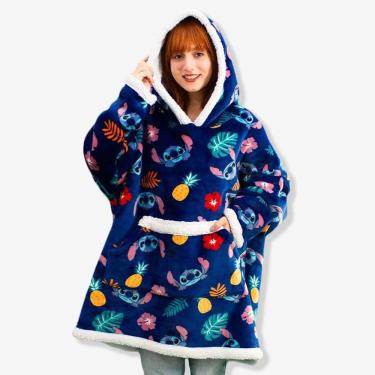 Imagem de Cobertor Com Mangas Disney Stitch Hoodie Moletom Sherpa juvenil