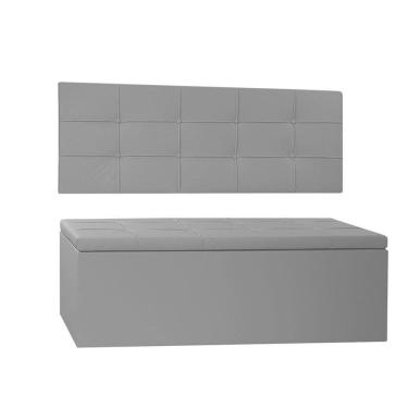 Imagem de Kit Painel E Calçadeira Baú King 1,95m Roma Corano - Pallazio Cor Cinza