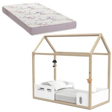 Imagem de Mini Cama Montessoriana Liv Branco Soft Natural com Colchão - Matic
