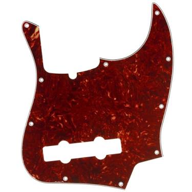 Imagem de Musiclily Pro 5 Cordas 10 Furos Escudo Baixo Contemporâneo Pickguard para Fender Americana Jazz Bass, 4 Camadas Vintage Tortoise