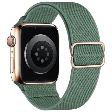 Imagem de Yaber Pulseiras de nylon elástico compatíveis com Apple Watch de 38 mm, 40 mm, 42 mm, 44 mm, 45 mm, 49 mm, ajustável, trançada, esportiva, elástica, compatível com a série iWatch Ultra