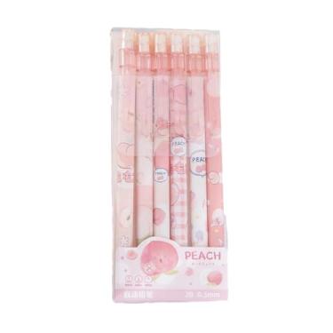 Imagem de Conjunto de grafite de lápis de desenho animado de 0,5 mm, núcleo contínuo, lápis automático sem afiar - suco de pêssego (caixa de lápis de 6 peças)