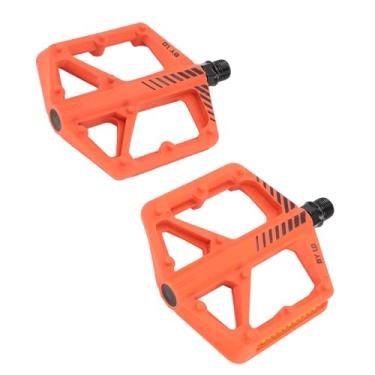 Imagem de Pedais Planos para Mountain Bike, Pedal Antiderrapante de Nylon Com Plataforma Grande para Controle Aprimorado de Bicicleta de Estrada (Laranja)