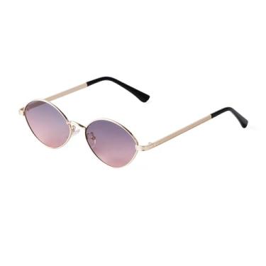 Imagem de VFDHN Óculos de sol ovais pequenos de metal retrô masculino feminino lente verde liga redonda óculos de sol masculino, C5, tamanho único