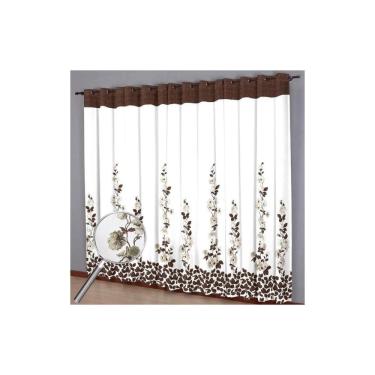 Imagem de Cortina para Varão Donna 300x240 cm Luxo Valência Marrom e Bege