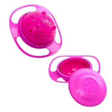 Imagem de Prato Para Bebe Giratório 360° Prato para Introdução Alimentar Para Bebes Pote Mágico Não Derrama Alimentos Infantil Rosa Tigela Giro Bowl Bebê Menina