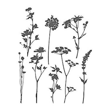 Imagem de Carimbos de aderência Tim Holtz 18 cm x 21 cm, flores silvestres