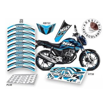 Imagem de Adesivo Kit Carenagem Cg160 Titan Honda Friso Roda + Rabeta - Resitank