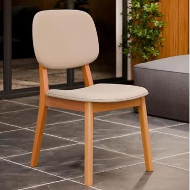 Imagem de Cadeira De Jantar Detroit Conjunto Com Duas Cadeiras Em Linho Estrutura Em Madeira