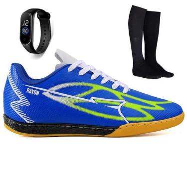 Imagem de Kit Chuteira Futsal Futebol Quadra Salao + Meião + Relogio Adulto - Ra
