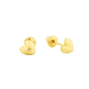 Imagem de Brinco de ouro 18 k coração fofo. - Elegancy Joias