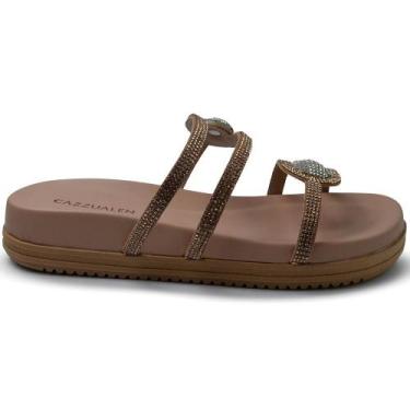 Imagem de Sandália Flatform Cazzualen Feminina 40000.40063/100, 35, Bege