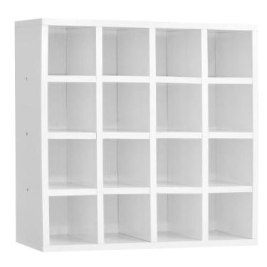 Imagem de Nicho de Parede Porta Toalha Para Salão Barbearia 16 Divisões Branco -