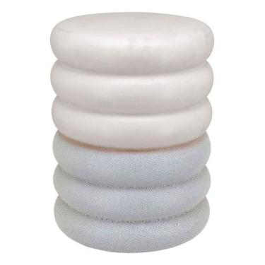 Imagem de BANQUETA CERÂMICA 44x33x33cm MARFIM BANCO DECORATIVO JARDIM GARDEN - N