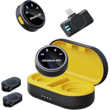 Imagem de Microfone de lapela sem fio para iPhone, microfone de lapela com cancelamento de ruído, bateria de 18H, alcance de 40 m, microfone condensador omnidirecional para Vlogs, TikTok, gravação de vídeo