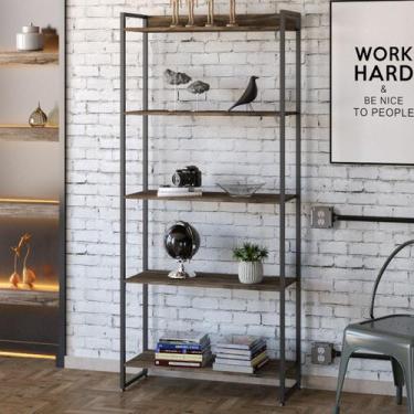 Imagem de Estante para Livros Dynamica 5 Prateleiras Carvalho Dark/Preto 11065 -