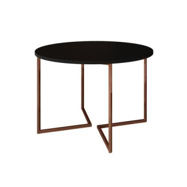 Imagem de Mesa Jantar Industrial Preta Base Cobre V Tampo 110cm Redondo - Up Hom