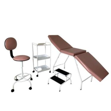 Imagem de Kit Estética Simples Rose Escuro- Maca 3 posições, Mocho, Escada e Car