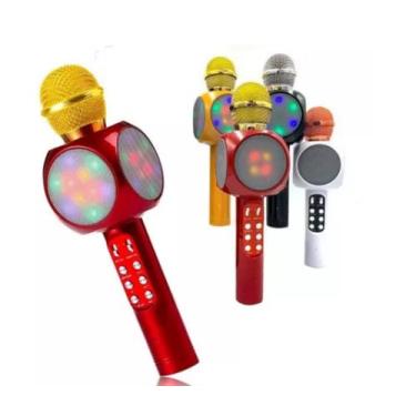 Imagem de Microfone S/fio Bluetooth Karaokê Speaker Usb Led - Atomex