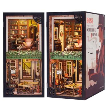 Imagem de CUTEBEE DIY Book Nook Kit for Adults and Teens, DIY Wooden Miniature Tiny House Dollhouse Kit Bookshelf Booknook Bookcase Model Build Gift Kit Decor Alley with LED Light