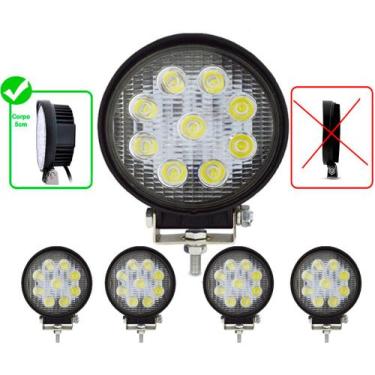Imagem de kit 4 Farol De Milha 9 Leds Off Road Redondo 27w Carro 4x4 Troller 12v