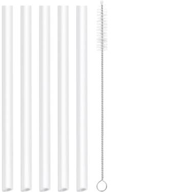 Imagem de CampTek Canudos de substituição compatíveis com garrafa isolada a vácuo YETI Rambler de 510 g, inclui 5 canudos, 1 escova de limpeza