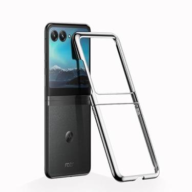 Imagem de Wousunly Compatível com Motorola Razr 50 Ultra capa de silicone transparente, revestimento Motorola Razr 50 Ultra, capa fina de luxo protetora à prova de choque (prata)