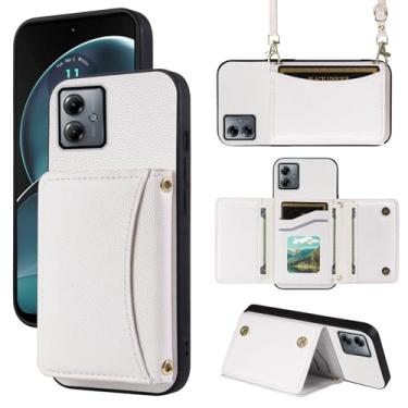 Imagem de Furill Capa de telefone para Motorola Moto G14 capa carteira com alça de ombro transversal e suporte de couro para cartão de crédito bolsa flip bolso fino suporte celular acessórios MotoG14 G 14