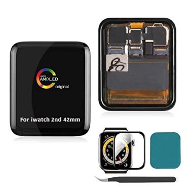 Imagem de A-MIND Digitalizador de tela sensível ao toque de substituição de tela de 42 mm para Apple Watch Series 2ª geração, kits de reparo de montagem completa, com protetor de tela + ferramentas (42 mm)