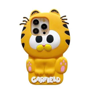 Imagem de Capa de silicone macio para Apple Garfield gato gatinho animal amarelo cor anime desenho 3D divertido adorável adorável exclusivo meninas meninos unissex (para iPhone 11)
