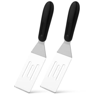 Imagem de 2 unidades de cozinha com mini espátula, espátula pequena de aço inoxidável, espátula pequena, adequada para panquecas, brownies, sobremesas, biscoitos, ovos, para servir e virar