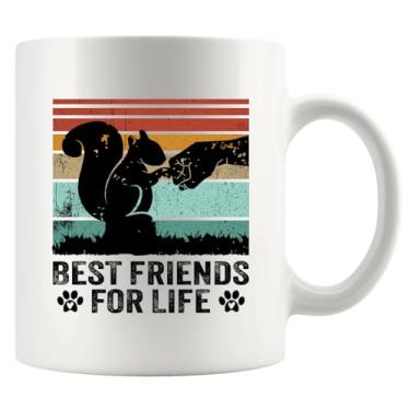 Imagem de Best Friends For Life Presentes de esquilo para amantes de esquilos para mulheres homens presentes de outono para esposa namorada irmã do marido irmão namorado pai mãe caneca de cerâmica 325 ml branca