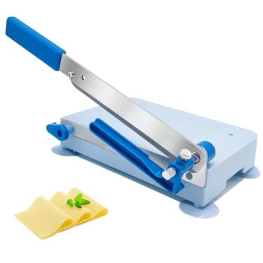 Imagem de Alinwu Fatiadores de queijo multiuso para queijo em bloco, com mostrador de espessura ajustável, cortador de queijo com tábua, pode cortar facilmente para queijo e spam de causa, pepino, carne seca