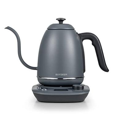 Imagem de BUYDEEM Chaleira elétrica pescoço de ganso K821 com controle de temperatura variável, chaleira de café e chá, durável de aço inoxidável 18/8, mantém aquecido e temporizador de preparo embutido, 0,8 L
